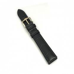 18mm Black Duke Alligator Embosed Leather Watch Band Gold Buckle  